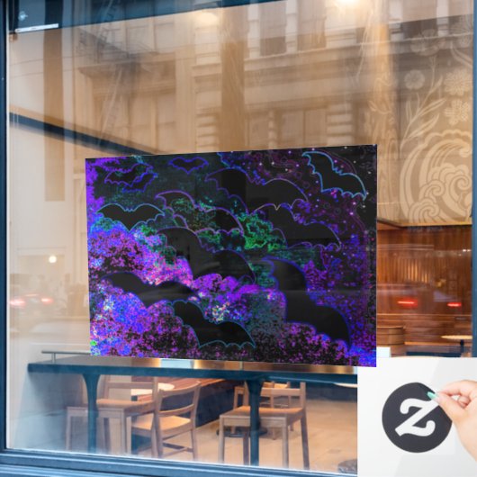 Autocollant Pour Fenêtre Chauves-souris en vol Neon Purple (Fenêtre de café)