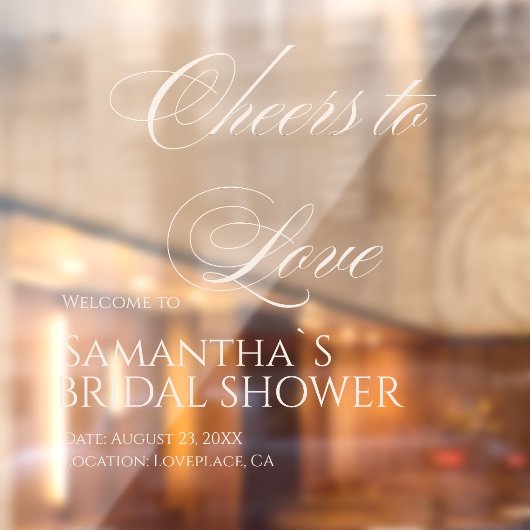 Autocollant Pour Fenêtre Cheers to Love Elegant White Bridal Shower (Feuille 2)