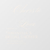 Autocollant Pour Fenêtre Cheers to Love Elegant White Bridal Shower  (Feuille)