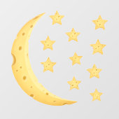 Autocollant Pour Fenêtre Cheesy Moon & 10 Etoiles Fanciful Kids & Baby Room (Feuille)