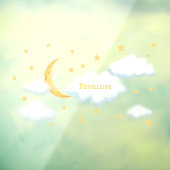 Autocollant Pour Fenêtre Cheesy Moon & Stars Personnalisé Fluffy Cloud Enfa (Feuille 3)