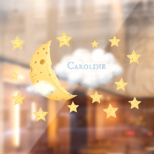 Autocollant Pour Fenêtre Cheesy Moon & Stars Personnalisé Fluffy Cloud Enfa