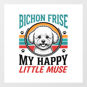 Autocollant Pour Fenêtre Chemise Bichon Frise Esprit Vintage Chien Art_1