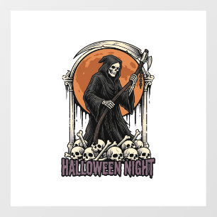 Autocollant Pour Fenêtre Chemise blanche gravure vintage Halloween Faucheur