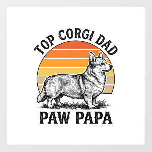 Autocollant Pour Fenêtre Chemise Corgi Papa Vintage Sunset Chien Papa Cadea