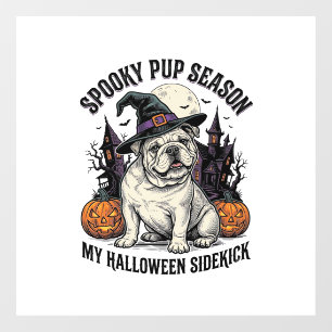 Autocollant Pour Fenêtre Chemise de Bulldog Halloween Chien Sorcière Mignon