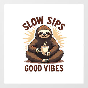 Autocollant Pour Fenêtre Chemise de café de paresse vintage humour lent du 