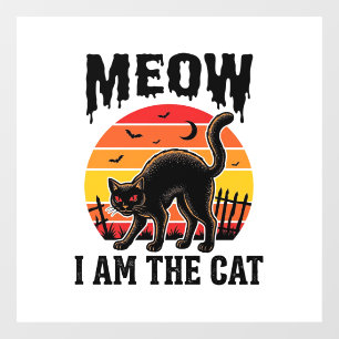 Autocollant Pour Fenêtre Chemise de chat Halloween Meow Design de chat noir