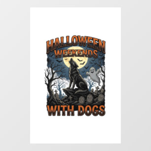 Autocollant Pour Fenêtre Chemise de chien Halloween Pup Cimetière Vintage