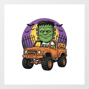 Autocollant Pour Fenêtre Chemise de citrouille de camion monstre Halloween