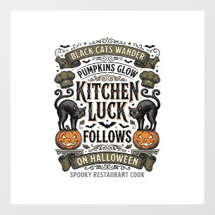 Autocollant Pour Fenêtre Chemise de cuisine Halloween Vintage Chat Noir Cit