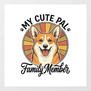 Autocollant Pour Fenêtre Chemise de famille Corgi Design vintage pour amour