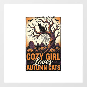 Autocollant Pour Fenêtre Chemise de fille vintage Halloween amateur de chat