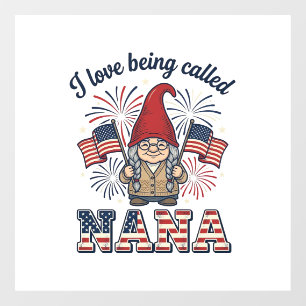 Autocollant Pour Fenêtre Chemise de grand-mère vintage Gnome Nana patriotiq
