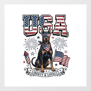 Autocollant Pour Fenêtre Chemise de gravure vintage USA Doberman patriotiqu