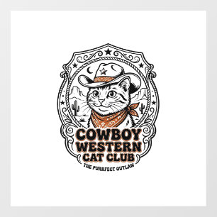 Autocollant Pour Fenêtre Chemise de l'amant de chat occidental Cowboy - Nou