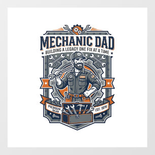 Autocollant Pour Fenêtre Chemise de Mécanicien de la Fête des Pères Papa Dr