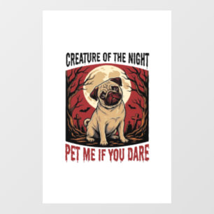 Autocollant Pour Fenêtre Chemise de pug Halloween avec cimetière effrayant 