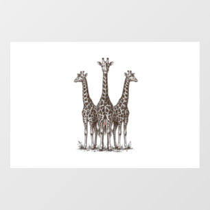 Autocollant Pour Fenêtre Chemise de safari avec gravure de girafe vintage a