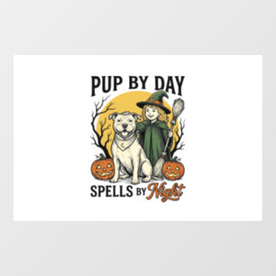 Autocollant Pour Fenêtre Chemise de sorcière de chien d'Halloween Gravure v