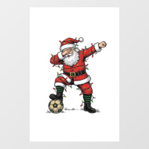 Autocollant Pour Fenêtre Chemise de sport de Noël de football Santa vintage