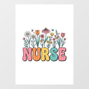 Autocollant Pour Fenêtre Chemise de style vintage à lettres bulles infirmiè
