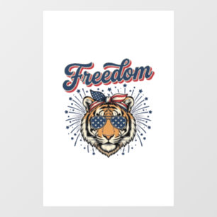 Autocollant Pour Fenêtre Chemise Freedom Tiger Patriotique Gravure Vintage_