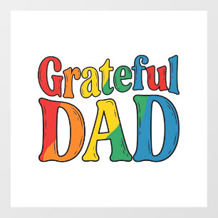 Autocollant Pour Fenêtre Chemise Grateful Dad Vintage Rainbow Typography_1