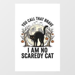 Autocollant Pour Fenêtre Chemise Halloween Chat Peureux Gravure Vintage Des