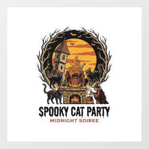 Autocollant Pour Fenêtre Chemise Halloween Gravure Vintage Fête de Chat Eff