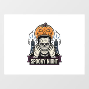 Autocollant Pour Fenêtre Chemise Halloween Monstre avec Gravure Lune Citrou