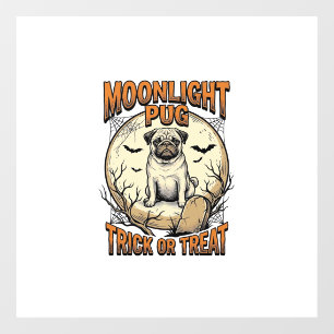 Autocollant Pour Fenêtre Chemise Halloween Pug avec gravure vintage Moon_1
