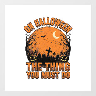 Autocollant Pour Fenêtre Chemise Lune Citrouille Cimetière Halloween Vintag