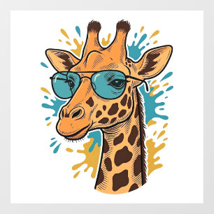Autocollant Pour Fenêtre Chemise Lunettes de soleil girafe gravées vintage