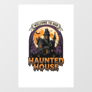 Autocollant Pour Fenêtre Chemise Maison Hantée Vintage Halloween Bienvenue