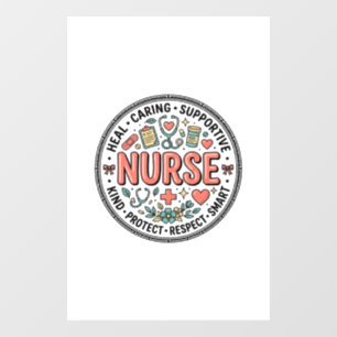 Autocollant Pour Fenêtre Chemise médicale florale vintage pour l'appréciati