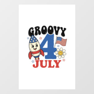 Autocollant Pour Fenêtre Chemise patriotique de fusée Groovy 4 juillet Desi
