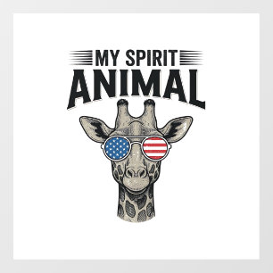 Autocollant Pour Fenêtre Chemise patriotique vintage girafe animal spiritue