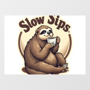 Autocollant Pour Fenêtre Chemise Rétro Mignonne Amoureux du Café Paresseux 