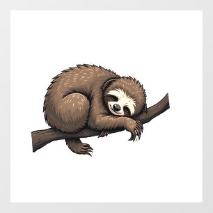 Autocollant Pour Fenêtre Chemise Rétro Nature Gravure Paresseux (2)