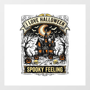 Autocollant Pour Fenêtre Chemise Sentiment Halloween Maison Hantée Vintage