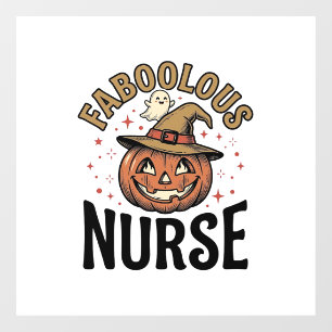 Autocollant Pour Fenêtre Chemise vintage citrouille d'Halloween d'infirmièr