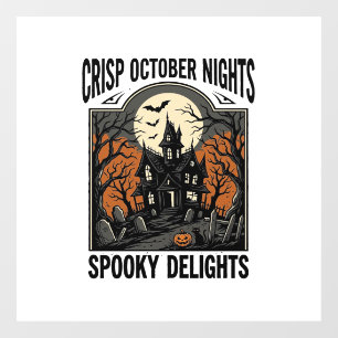 Autocollant Pour Fenêtre Chemise vintage Halloween avec nuit d'octobre hant