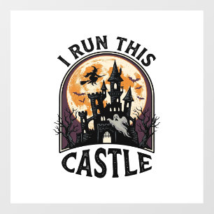 Autocollant Pour Fenêtre Chemise Vintage Halloween Château Hanté Sorcière L