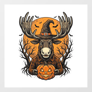 Autocollant Pour Fenêtre Chemise vintage Halloween Moose Pumpkin Sorcière C