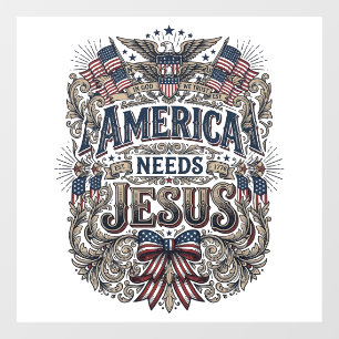 Autocollant Pour Fenêtre Chemise Vintage Patriotique America A Besoin De Jé