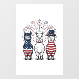 Autocollant Pour Fenêtre Chemise vintage vector llamas patriotiques feu d'a