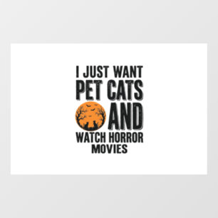 Autocollant Pour Fenêtre Chemises Halloween Vintage Films d'Horreur Chats d