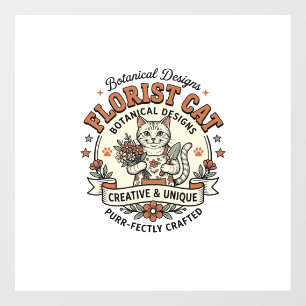 Autocollant Pour Fenêtre Chemisier Florist Cat Florist Cat Vintage Vector A