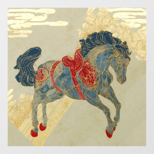 Autocollant Pour Fenêtre Cheval bleu royal orné 